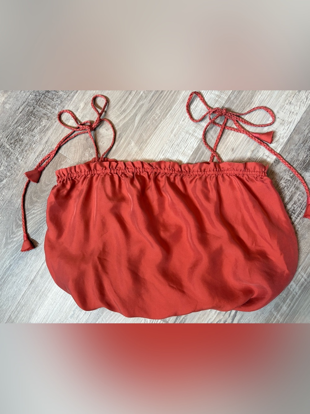 Unsubscribed Silk Bubble Hem Cami Top Rust Orange Size M New Without Tags